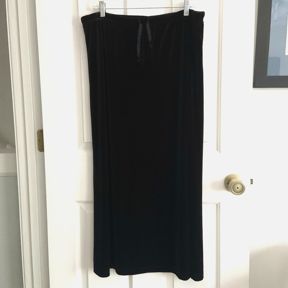 VTG 90s Liz Claiborne Black Velvet Long drawstring Skirt sz Large Witchy Goth